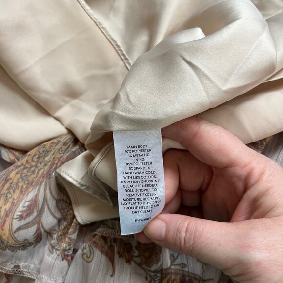 Rachel Parcell dress Women's XS cream floral print chiffon tiered long sleeve - Picture 9 of 13